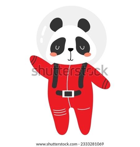 Panda in a spacesuit. Vector illustration of a cute space animal. Beautiful vector character. Space theme. Child character in flat style. Isolated object on white background.  Royalty-Free Stock Photo #2333281069