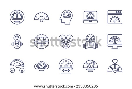 Speedometer line icon collection. Editable stroke. Vector illustration. Containing speedometer, dashboard, productivity, pipe, happy, coding, tools and utensils, meter.