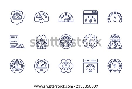 Speedometer line icon collection. Editable stroke. Vector illustration. Containing speedometer, server, fire, high speed, dashboard, optimization, speed.