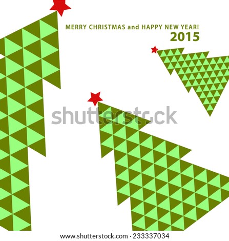 Christmas card green tree of triangles. Vector EPS 10 illustration.