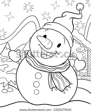 Christmas Coloring Page for Kids, Christmas Line Art Vector, Winter Coloring Book Page. Royalty-Free Stock Photo #2333379631