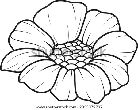 Flower Coloring Page, Flower Line Art Vector. Flower Line Art Element. Flower Clip Art