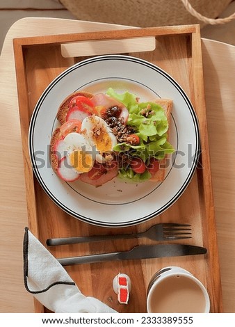 Healthy open sandwich for breakfast. Breakfast Tray. Delicious food. Fresh meal. Vegetables. Clean food. Scandinavian style. Lifestyle. Homemade food. Cooking recipes. Morning time. Toast bread.