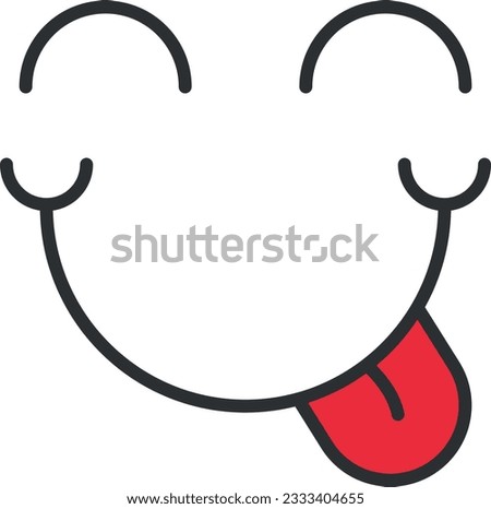 Vector illustration of a laughing face with its tongue out. Tasty and delicious.