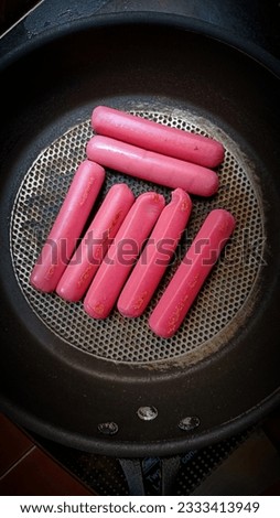 Sausage on the pan for food