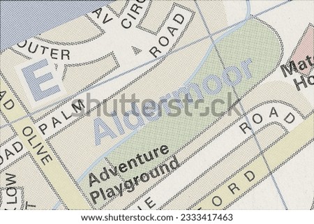 Aldermoor near Southampton in Hampshire, England, UK atlas map town name pencil sketch