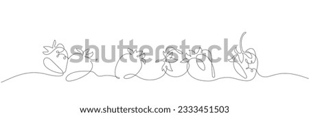 Outline vector clip art with strawberries in one line