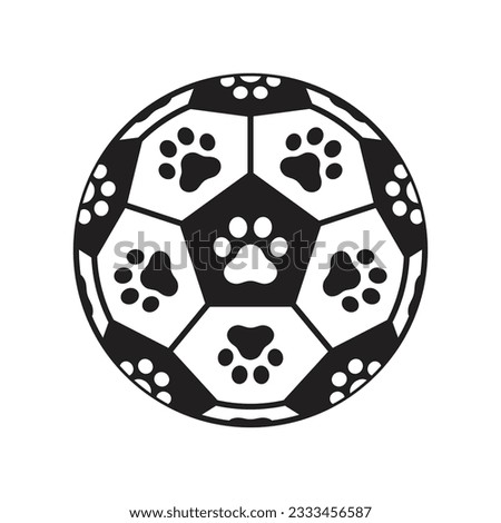 football soccer ball dog paw icon footprint vector sport bear cat kitten pet foot logo puppy cartoon symbol character shape illustration doodle clip art design