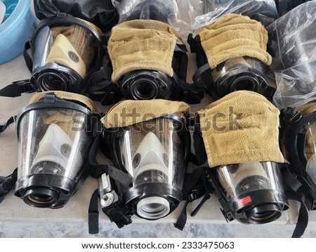 Full Face Cover Mask For use with Air Breathing Apparatus Kits, Self Contained Breathing Apparatus. Royalty-Free Stock Photo #2333475063