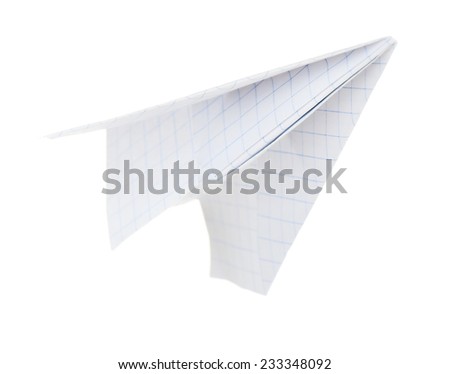 Origami airplane, isolated on white