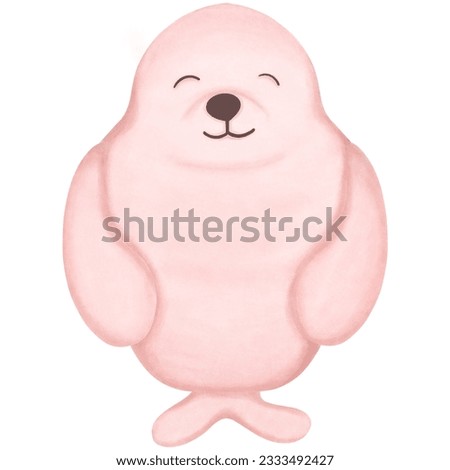 Cute cartoon baby seal isolated on white background. 
