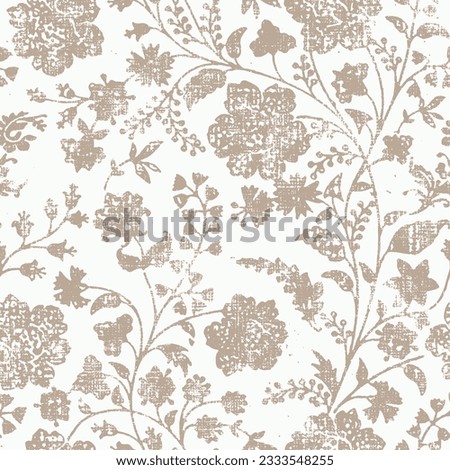 art grunge vintage floral pattern, paper relief textured monochrome background in gold and brown colors, rust effect.