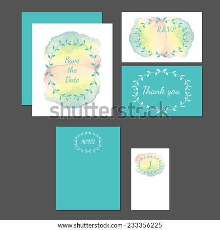 Wedding stationery design set vector. Useful for wedding invitations, congratulations and greeting cards.