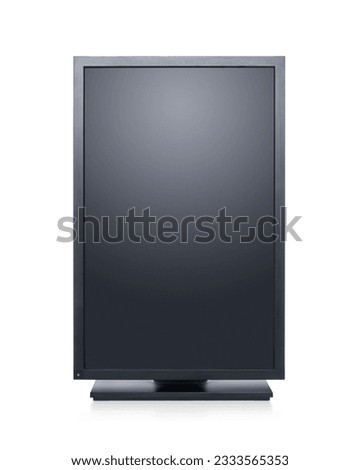 Blank, vertical computer monitor or billboard isolated on white background