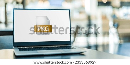 Laptop computer displaying the icon of pkg file.