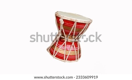 Musical Instrument of Lord Shiva called Damaru, Indian Musical Instrument made by Wood andLeather, Known as dugdugi in Bangladesh.