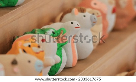 Japanese zodiac dolls arranged in order