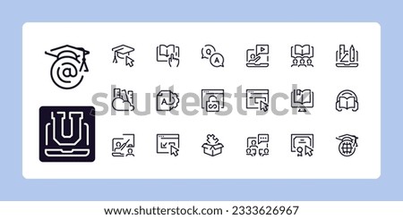 E-learning and online education line icon set. Outline symbol collection. Editable vector stroke. 384 and 192 Pixel Perfect scalable to 96px, 48px... Royalty-Free Stock Photo #2333626967