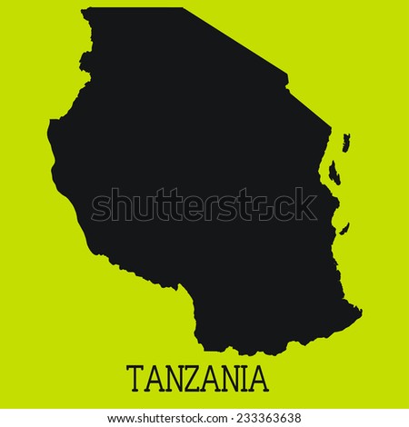 Yellow Silhouette of the Country Tanzania