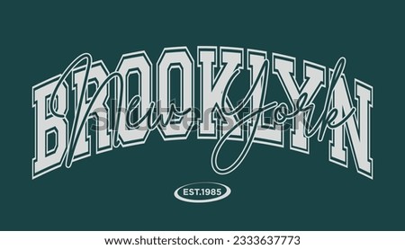 Retro typography vintage varsity college brooklyn new york slogan print for graphic tee t shirt or sweatshirt - Vector
