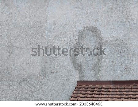 La linea man. Lineman concept. Tribute,  cartoon balum.  Childhood memories. Abstract shape. Humidity on the wall background. Stain. On the rooftop. Part of the house. Shtip, Macedonia 2023.