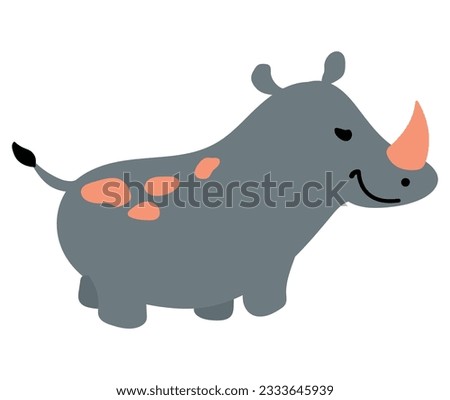 Cute hand drawn rhinoceros. Animal safari. White background, isolate. 