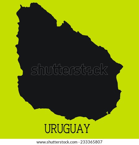 Yellow Silhouette of the Country Uruguay
