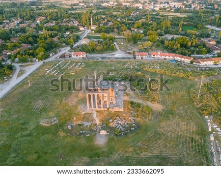 The Aizanoi Ancient City drone view in Kutahya