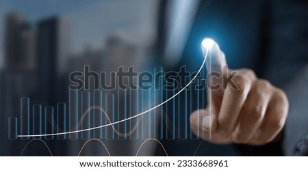 Businessman with money economic growth, graph money, global economic, trader investor, business financial growth, stock market, Investments funds, price, graph, technology and investment concept