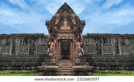 View on the old main sanctuary of Wat Phou vat Phou Hindu vat Phou Temple complex is the UNESCO world heritage site in Champasak, Southern Laos. Royalty-Free Stock Photo #2333683597