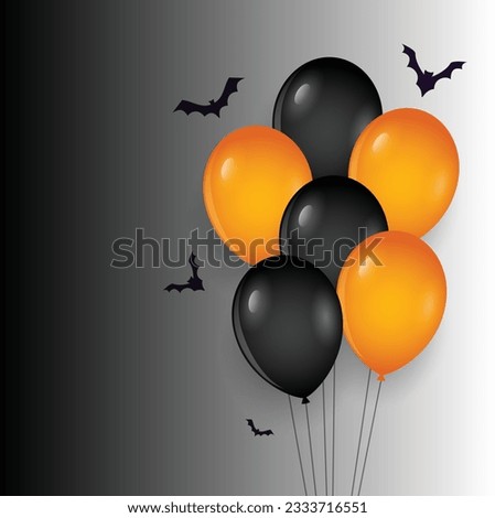 Halloween Banner with Halloween Ghost Balloons,Spider and Bat.Scary air balloons.Website spooky or banner template.Vector illustration EPS10
