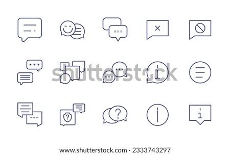Chat line icon collection. Editable stroke. Vector illustration. Containing comment, communication, chat, comment cross, comment block, info, comment line.