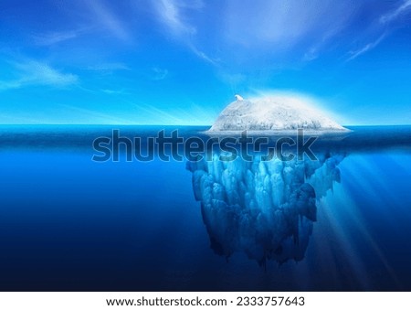 A polar bear on top of a natural iceberg glacier on the North Atlantic.