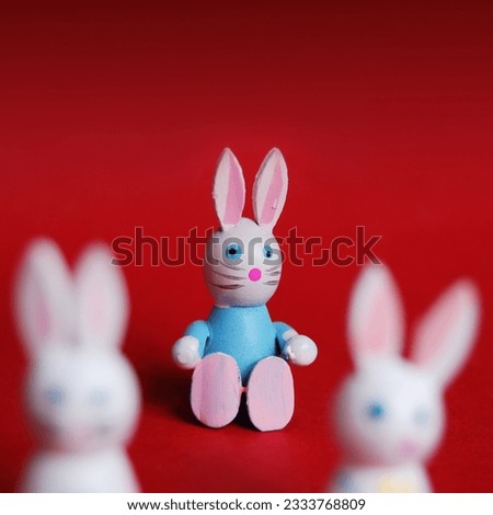 Three easter rabbits with focus on the centre.