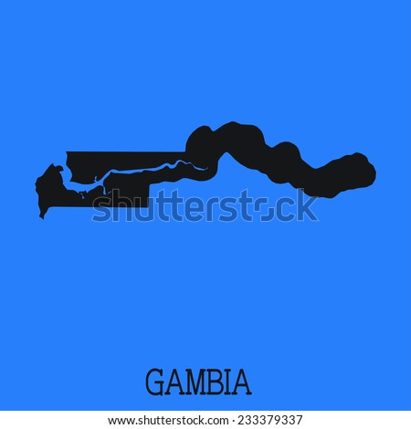 Blue Silhouette of the Country Gambia