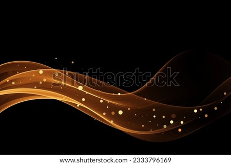 Abstract golden flow transparent smoky wave background with lighting effect. Futuristic design layout for presentations, posters, flyers, banners.