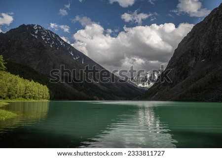 landscape of an alpine lake in Altai