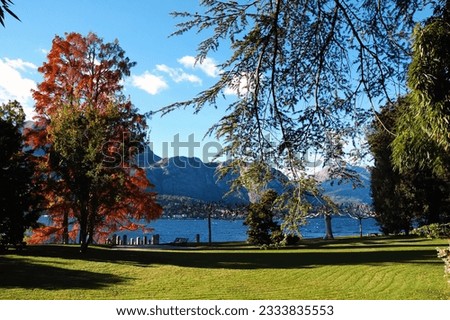 Lake landscape in fall season, Como Lake, Italy