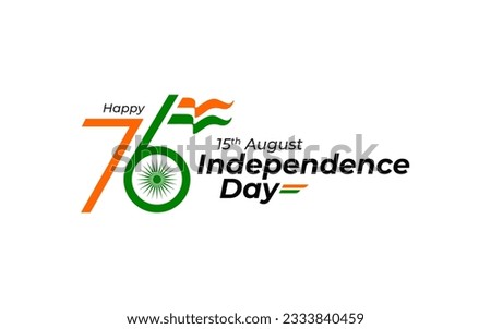 76th Independence Day Celebration of India Typographic design vector illustration Royalty-Free Stock Photo #2333840459