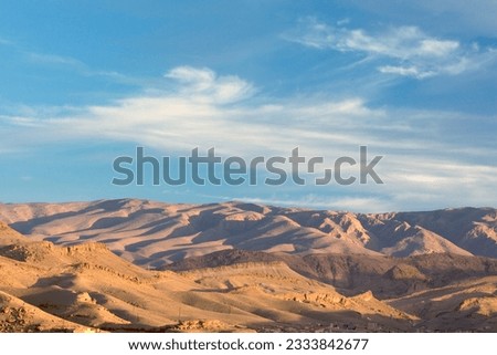 desert landscape in the desert Sahara. Morocco. beautiful cloudy sky.
