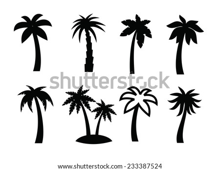 vector black palm icon on white background Royalty-Free Stock Photo #233387524