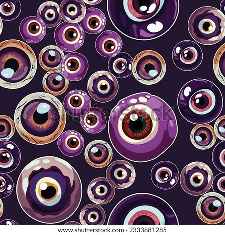 Eye seamless pattern with scary horrible eyes for halloween holiday design. October party banner, poster or postcard
 Royalty-Free Stock Photo #2333881285