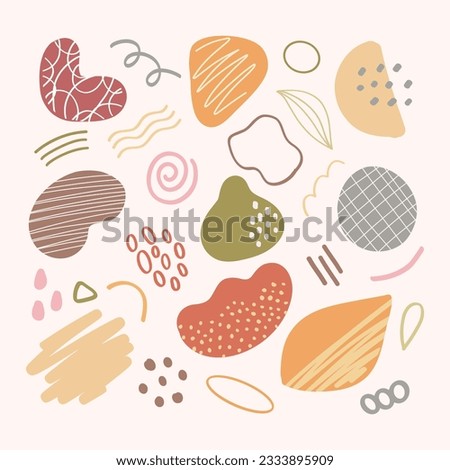Set of abstract nature organic geometric shapes vector illustration. Isolated on white background. Trendy elements.