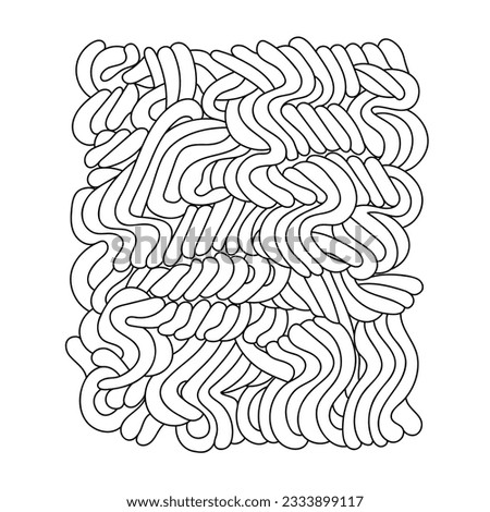 Instant noodles - hand drawn black and white vector illustration. 