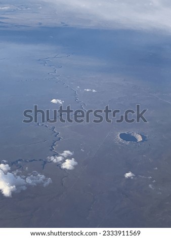 View of a crater from the sky