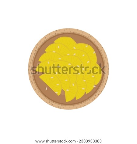 Illustration Logo of Korean Danmuji Pickled Yellow Radish On A Wooden Plate Royalty-Free Stock Photo #2333933383