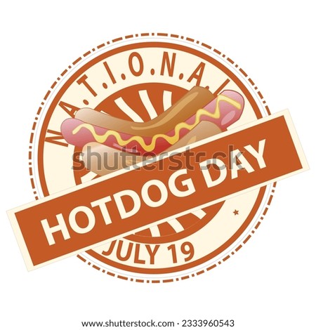 National Hotdog Day Sign and Vector Illustration