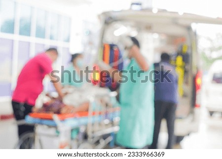 patient emergency with team transfer from ambulance ,blur