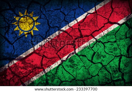 Namibia flag pattern on the crack soil texture ,retro vintage style