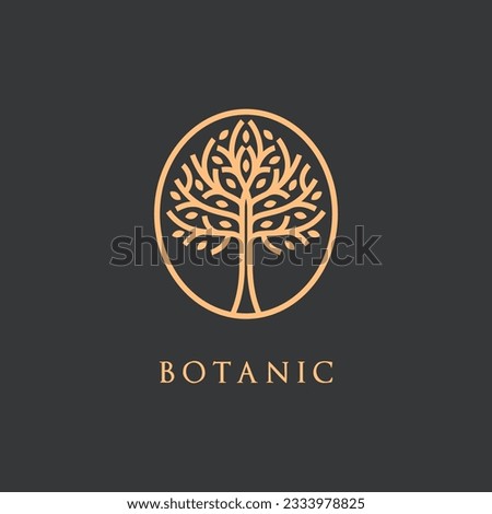 Vector illustration growth elegant botanic Tree with leaves identity logo luxury. icon  plant ecology nature symbols.  Royalty-Free Stock Photo #2333978825